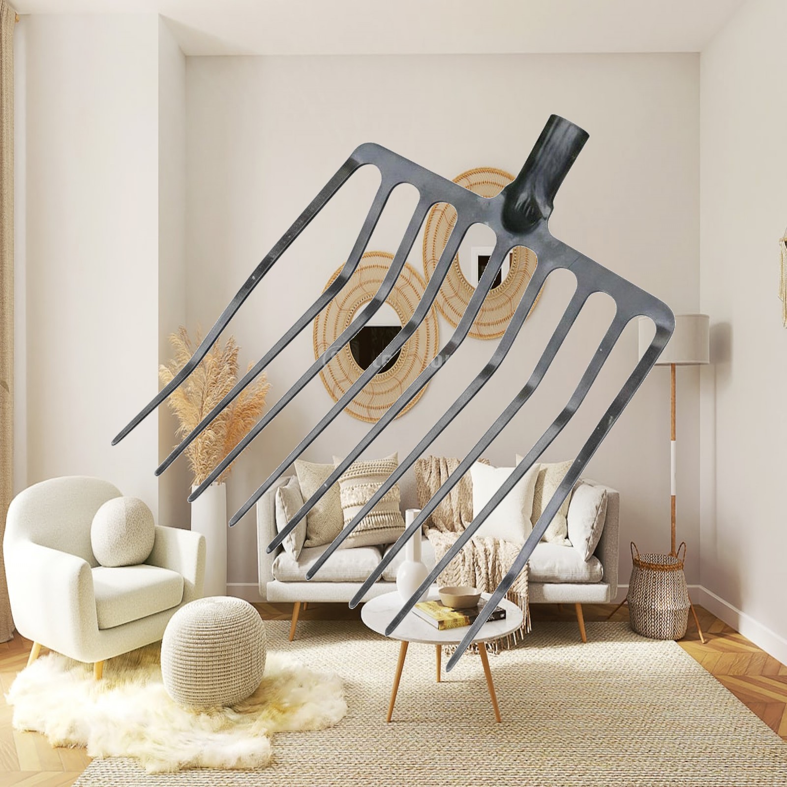 Farming Agriculture & Cooking - Single Piece Agricultural Fork Multi Tine